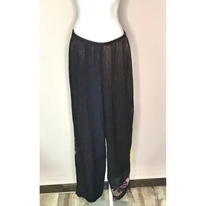 Origami Donna Jessica Mixed Texture Wide Leg Pants Womens L Resort Vacation Boho